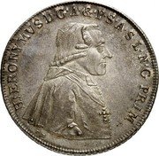 Austria Thaler Hieronymus von Colloredo 1790 FM KM# 471 HIERONYMVS II G A & P SASL N C PRIM coin obverse Austria Thaler Hieronymus von Colloredo 1790 FM KM# 471 HIERONYMVS II G A & P SASL N C PRIM coin obverse
