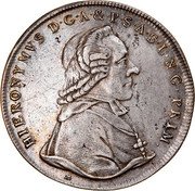 Austria Thaler Hieronymus von Colloredo 1793 M KM# 465 HIERONYMVS D G A & P S A S L N G PRIM coin obverse Austria Thaler Hieronymus von Colloredo 1793 M KM# 465 HIERONYMVS D G A & P S A S L N G PRIM coin obverse