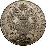 Austria Thaler Wenzel 1794 KM# 6 SVP IMP AVL REG HER // P G HER POST MAG 1794 coin reverse Austria Thaler Wenzel 1794 KM# 6 SVP IMP AVL REG HER // P G HER POST MAG 1794 coin reverse