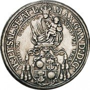 Austria Thaler (Max Gandolf von Kuenburg) KM# 190 MAX GAND D G AR EP SAL SE AP L SVB TVVM PRÆSIDIUM CONF coin obverse Austria Thaler (Max Gandolf von Kuenburg) KM# 190 MAX GAND D G AR EP SAL SE AP L SVB TVVM PRÆSIDIUM CONF coin obverse