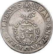 Austria Thaler Paul Sixtus I 1617 KM# 7 IN FALKENSTEIN AVREI VELL EQVES coin reverse Austria Thaler Paul Sixtus I 1617 KM# 7 IN FALKENSTEIN AVREI VELL EQVES coin reverse