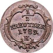 Austria 1/2 Kreuzer (Joseph II) KM# 8 1/2 KREUTZER 1789 H coin reverse Austria 1/2 Kreuzer (Joseph II) KM# 8 1/2 KREUTZER 1789 H coin reverse