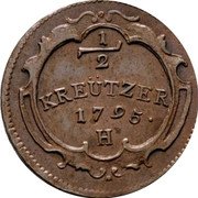 Austria 1/2 Kreuzer (Franc II) KM# 18 1/2 / KREUZER coin reverse Austria 1/2 Kreuzer (Franc II) KM# 18 1/2 / KREUZER coin reverse