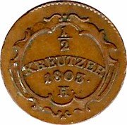 Austria 1/2 Kreuzer (Franz II) KM# 26 1/2 KREUZER 1803 H coin reverse Austria 1/2 Kreuzer (Franz II) KM# 26 1/2 KREUZER 1803 H coin reverse