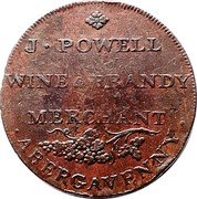 UK 1/2 Penny (Monmouthshire - Abergavenny J. Powell) J POWELL WINE & BRANDY MERCHANT ABERGAVENNY coin reverse UK 1/2 Penny (Monmouthshire - Abergavenny J. Powell) J POWELL WINE & BRANDY MERCHANT ABERGAVENNY coin reverse
