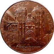 UK 1/2 Penny Warwickshire Kempson’s Coventry 1797 SPON GATE TAKEN DOWN 1771 coin obverse