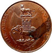 UK 1/2 Penny Warwickshire Kempson’s Coventry 1797 THE ARMS OF COVENTRY P KEMPSON FECIT 17 97 coin reverse