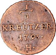 Austria 1/4 Kreuzer Franz II 1793 H KM# 17 1/4 KREÜTZER 1793 H. coin reverse Austria 1/4 Kreuzer Franz II 1793 H KM# 17 1/4 KREÜTZER 1793 H. coin reverse