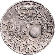 Austria 1/4 Thaler (Wolf Dietrich two shields) WOLF TEOD D G AR EP SA A S L coin obverse Austria 1/4 Thaler (Wolf Dietrich two shields) WOLF TEOD D G AR EP SA A S L coin obverse