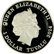 Tuvalu 1 Dollar American Bald Eagle 2014 P Proof QUEEN ELIZABETH II 1 DOLLAR TUVALU 2014 IRB coin obverse Tuvalu 1 Dollar American Bald Eagle 2014 P Proof QUEEN ELIZABETH II 1 DOLLAR TUVALU 2014 IRB coin obverse