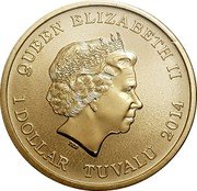 Tuvalu 1 Dollar Centenary of First Airmail 2014 P UNC in PNC QUEEN ELIZABETH II IRB 1 DOLLAR TUVALU 2014 coin obverse Tuvalu 1 Dollar Centenary of First Airmail 2014 P UNC in PNC QUEEN ELIZABETH II IRB 1 DOLLAR TUVALU 2014 coin obverse