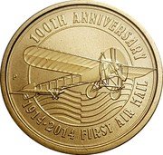 Tuvalu 1 Dollar Centenary of First Airmail 2014 P UNC in PNC 100TH ANNIVERSARY P 1914 2014 FIRST AIR MAIL coin reverse Tuvalu 1 Dollar Centenary of First Airmail 2014 P UNC in PNC 100TH ANNIVERSARY P 1914 2014 FIRST AIR MAIL coin reverse