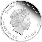 Tuvalu 1 Dollar Dragon 2014  Proof QUEEN ELIZABETH II IRB 1 OZ 999 SILVER TUVALU 2014 coin obverse Tuvalu 1 Dollar Dragon 2014  Proof QUEEN ELIZABETH II IRB 1 OZ 999 SILVER TUVALU 2014 coin obverse