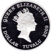 Tuvalu 1 Dollar (Elizabeth II First Australian Flight) QUEEN ELIZABETH II 1 DOLLAR TUVALU 2009 coin obverse Tuvalu 1 Dollar (Elizabeth II First Australian Flight) QUEEN ELIZABETH II 1 DOLLAR TUVALU 2009 coin obverse
