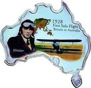 Tuvalu One Dollar - Elizabeth II First Flight from Britain to Australia 2003  Proof 1928 FIRST SOLO FLIGHT BRITAIN TO AUSTRALIA HINKLER coin reverse