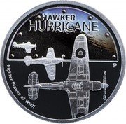 Tuvalu 1 Dollar (Elizabeth II Hawker Hurricane) HAWKER HURRICANE P FIGHTER PLANES OF WWII coin reverse Tuvalu 1 Dollar (Elizabeth II Hawker Hurricane) HAWKER HURRICANE P FIGHTER PLANES OF WWII coin reverse