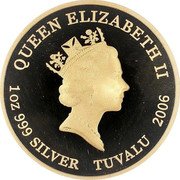 Tuvalu 1 Dollar (Elizabeth II Hello Kitty) QUEEN ELIZABETH II RDM 1OZ 999 SILVER TUVALU 2006 coin obverse Tuvalu 1 Dollar (Elizabeth II Hello Kitty) QUEEN ELIZABETH II RDM 1OZ 999 SILVER TUVALU 2006 coin obverse