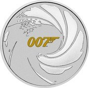 Tuvalu 1 Dollar Elizabeth II James Bond Gun Logo 2021  007 TM coin reverse Tuvalu 1 Dollar Elizabeth II James Bond Gun Logo 2021  007 TM coin reverse