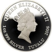 Tuvalu 1 Dollar Elizabeth II Kagemaru 2006  Proof QUEEN ELIZABETH II RDM 1OZ 999 SILVER TUVALU 2006 coin obverse