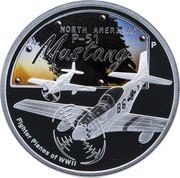 Tuvalu 1 Dollar Elizabeth II North American P-51 Mustang 2008 P Proof NORTH AMERICAN P-51 MUSTANG P FIGHTER PLANES OF WWII coin reverse