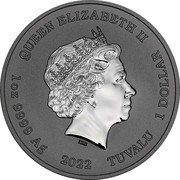 Tuvalu 1 Dollar Elizabeth II Ottifant 2022 BU QUEEN ELIZABETH II IRB 1OZ 9999 AG 2022 TUVALU 1 DOLLAR coin obverse Tuvalu 1 Dollar Elizabeth II Ottifant 2022 BU QUEEN ELIZABETH II IRB 1OZ 9999 AG 2022 TUVALU 1 DOLLAR coin obverse