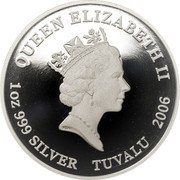 Tuvalu 1 Dollar (Elizabeth II Tetsujin 28) QUEEN ELIZABETH II RDM 1OZ 999 SILVER TUVALU 2006 coin obverse
