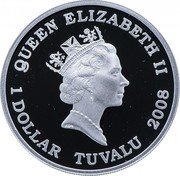 Tuvalu 1 Dollar (Elizabeth II Yak-3) QUEEN ELIZABETH II RDM 1 DOLLAR TUVALU 2008 coin obverse