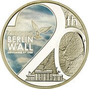 Tuvalu 1 Dollar Fall of the Berlin Wall Anniversary 2009 Proof KM# 96 20TH FALL OF THE BERLIN WALL NOVEMBER 9TH 1989 P coin reverse Tuvalu 1 Dollar Fall of the Berlin Wall Anniversary 2009 Proof KM# 96 20TH FALL OF THE BERLIN WALL NOVEMBER 9TH 1989 P coin reverse