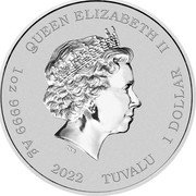 Tuvalu 1 Dollar (James Bond Black Edition) QUEEN ELIZABETH II IRB 1 OZ 9999 AG 2022 TUVALU 1 DOLLAR coin obverse Tuvalu 1 Dollar (James Bond Black Edition) QUEEN ELIZABETH II IRB 1 OZ 9999 AG 2022 TUVALU 1 DOLLAR coin obverse