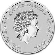 Tuvalu 1 Dollar Krusty the Clown Simpsons No data BU QUEEN ELIZABETH II IRB 1 OZ 9999 AG 2020 TUVALU 1 DOLLAR coin obverse Tuvalu 1 Dollar Krusty the Clown Simpsons No data BU QUEEN ELIZABETH II IRB 1 OZ 9999 AG 2020 TUVALU 1 DOLLAR coin obverse