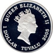 Tuvalu 1 Dollar Lockheed FA-22 Raptor 2005 Proof KM# 228 QUEEN ELIZABETH II 1 DOLLAR TUVALU 2005 coin obverse Tuvalu 1 Dollar Lockheed FA-22 Raptor 2005 Proof KM# 228 QUEEN ELIZABETH II 1 DOLLAR TUVALU 2005 coin obverse