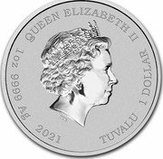 Tuvalu 1 Dollar Marge and Maggie Simpson 2021 P QUEEN ELIZABETH II IRB 1 OZ 9999 AG 2021 TUVALU 1 DOLLAR coin obverse Tuvalu 1 Dollar Marge and Maggie Simpson 2021 P QUEEN ELIZABETH II IRB 1 OZ 9999 AG 2021 TUVALU 1 DOLLAR coin obverse