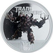 Tuvalu 1 Dollar (Megatron) TRANS FORMERS P coin reverse Tuvalu 1 Dollar (Megatron) TRANS FORMERS P coin reverse