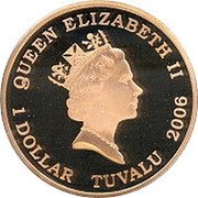 Tuvalu 1 Dollar One Half Penny 2006 Proof KM# 171 QUEEN ELIZABETH II 1 DOLLAR TUVALU 2006 coin obverse