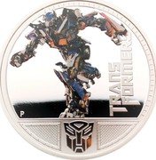Tuvalu 1 Dollar (Optimus Prime) TRANS FORMERS P coin reverse Tuvalu 1 Dollar (Optimus Prime) TRANS FORMERS P coin reverse