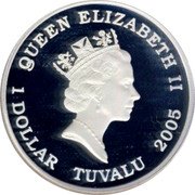 Tuvalu 1 Dollar Sea Harrier 2005 Proof KM# 227 QUEEN ELIZABETH II 1 DOLLAR TUVALU 2005 coin obverse Tuvalu 1 Dollar Sea Harrier 2005 Proof KM# 227 QUEEN ELIZABETH II 1 DOLLAR TUVALU 2005 coin obverse