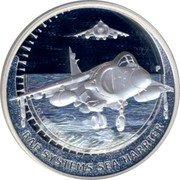Tuvalu 1 Dollar Sea Harrier 2005 Proof KM# 227 BAE SYSTEMS SEA HARRIER coin reverse Tuvalu 1 Dollar Sea Harrier 2005 Proof KM# 227 BAE SYSTEMS SEA HARRIER coin reverse