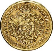 Austria 1 Ducat Karl VI Graz 1713  KM# 671 ARCHIDVX AVSTRIAE DVX BVRG SRYRIAE EC 1713 coin reverse Austria 1 Ducat Karl VI Graz 1713  KM# 671 ARCHIDVX AVSTRIAE DVX BVRG SRYRIAE EC 1713 coin reverse