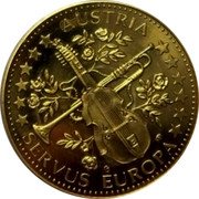 Austria 1 ECU Franz Lehar 1995 ND (no date) AUSTRIA CHI SERVUS EUROPA coin reverse Austria 1 ECU Franz Lehar 1995 ND (no date) AUSTRIA CHI SERVUS EUROPA coin reverse