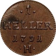 Austria 1 Heller Joseph II - Leopold II 1791 H KM# 5 1 HELLER 1790 H coin reverse Austria 1 Heller Joseph II - Leopold II 1791 H KM# 5 1 HELLER 1790 H coin reverse