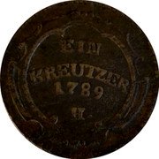Austria 1 Kreuzer (Joseph II) KM# 7 EIN KREUTZER 1789 H coin reverse