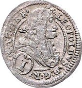Austria 1 Kreuzer landmunz - Leopold I Graz 1695  LEOPOLDVS D G R (1) I S A G H B R coin obverse Austria 1 Kreuzer landmunz - Leopold I Graz 1695  LEOPOLDVS D G R (1) I S A G H B R coin obverse