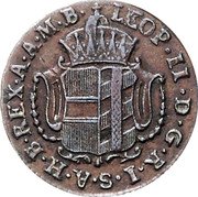 Austria 1 Kreuzer (Leopold II) KM# 16 LEOP II D G R I S A H B REX A A M B coin obverse Austria 1 Kreuzer (Leopold II) KM# 16 LEOP II D G R I S A H B REX A A M B coin obverse