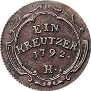 Austria 1 Kreuzer (Leopold II) KM# 16 EIN KREUTZER 1792 H coin reverse Austria 1 Kreuzer (Leopold II) KM# 16 EIN KREUTZER 1792 H coin reverse