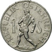 Austria 1 Schilling KM# Pn115 Republic REPUBLIK ÖSTERREICH 1 S coin obverse Austria 1 Schilling KM# Pn115 Republic REPUBLIK ÖSTERREICH 1 S coin obverse