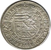 Austria 1 Thaler (Ferdinand II of Tyrol) DVX BV LAND ALSA COM PHIRT coin reverse Austria 1 Thaler (Ferdinand II of Tyrol) DVX BV LAND ALSA COM PHIRT coin reverse