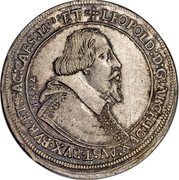 Austria 1 Thaler Leopold V bust 1622 16ZZ KM# 260 LEOPOLD:D:G:ARCHIDVX:AVST DVX BVR:ETC:SAC:CAES:MITIS ET coin obverse Austria 1 Thaler Leopold V bust 1622 16ZZ KM# 260 LEOPOLD:D:G:ARCHIDVX:AVST DVX BVR:ETC:SAC:CAES:MITIS ET coin obverse