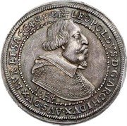 Austria 1 Thaler (Leopold V coin) KM# 257.1 LEOPOLDVS D G ARCHIDVX AVS DVX BVR ET SAC CAES M ET coin obverse