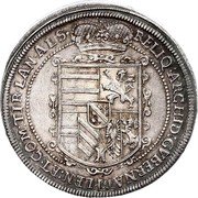 Austria 1 Thaler (Leopold V coin) KM# 257.1 RELIQ ARCHID GVBERNAT PLEN ET COM TI LAND ALS coin reverse