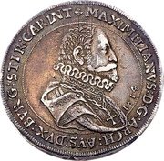Austria 1 Thaler Maximilian III Dav 1614  KM# 279.1 MAXIMILIANVS D G ARCH AVS DVX BVRG STIR CARIN coin obverse Austria 1 Thaler Maximilian III Dav 1614  KM# 279.1 MAXIMILIANVS D G ARCH AVS DVX BVRG STIR CARIN coin obverse